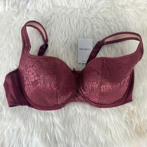 New Meleneca Pushup Lace Bra Cabernet Red Size 42E